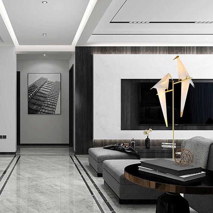 Bird Floor Lamp, 68" Bird Lamp Modern Gold Origami Swing Crane Floor Pendant Light Fixtures for Bedroom Dining Living Room - Bloomnest