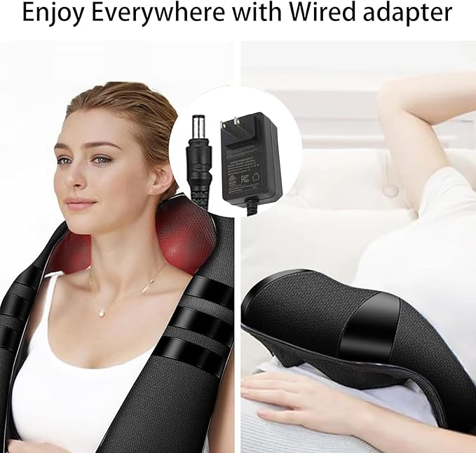 Shiatsu Neck and Back Massager with Heat, Shoulder Massager for Pain Relief Deep Tissue, Electric Deep 3D Kneading Full Body Massage Pillow for Women Men Home Office and Car - Bloomnest