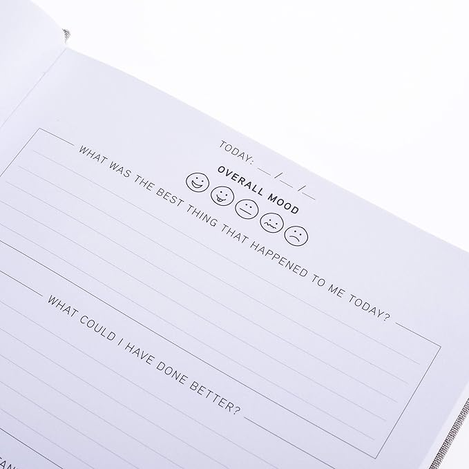 Graphique Self-Care Journal - Positive Mind - 256 Pages - Weekly Quote & Daily Fill in Interiors - Hardbound Fabric Cover - Ribbon Marker (6" x 8") - Bloomnest