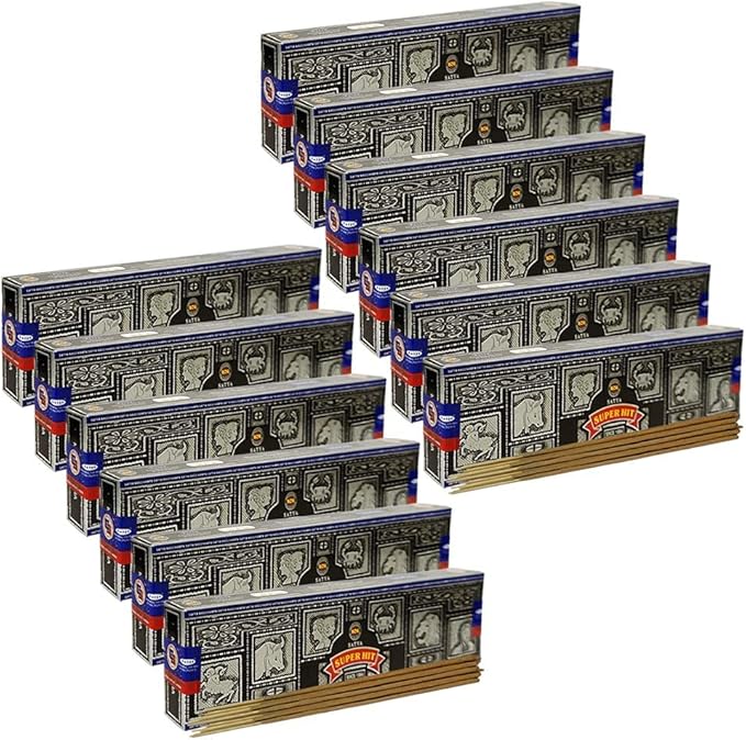 Super Hit Incense Sticks 40g and Holder Bundle - Pack of 12 (Approx 480 Sticks) - Bloomnest