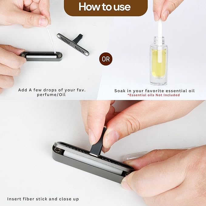 2 Packs Car Air Freshener Diffuser, Essential Oil Diffusers Vent Clip, Perfume Diffuser with 6 Refill Unscent Fiber Sticks, Premium Car Accessories, Metal & Wood design, Custom Scent, Gift For Men - Bloomnest