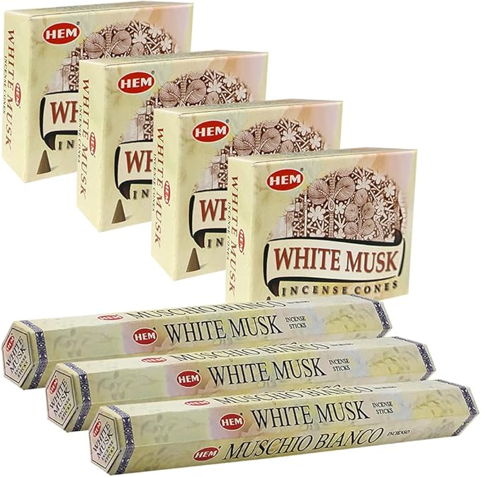 TRUMIRI White Musk Incense Sticks and Cone Incense Holder Variety Pack Bundle TRUMIRI