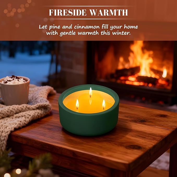 Viyffo Fall Candles - Pine & Cinnamon, 3 Wick Large Scented Candle, 20oz Soy Candles for Women & Men, Non Toxic Aromatherapy Candle, Ceramic Velas Perfect for Autumn Home Decor & Gift - Bloomnest