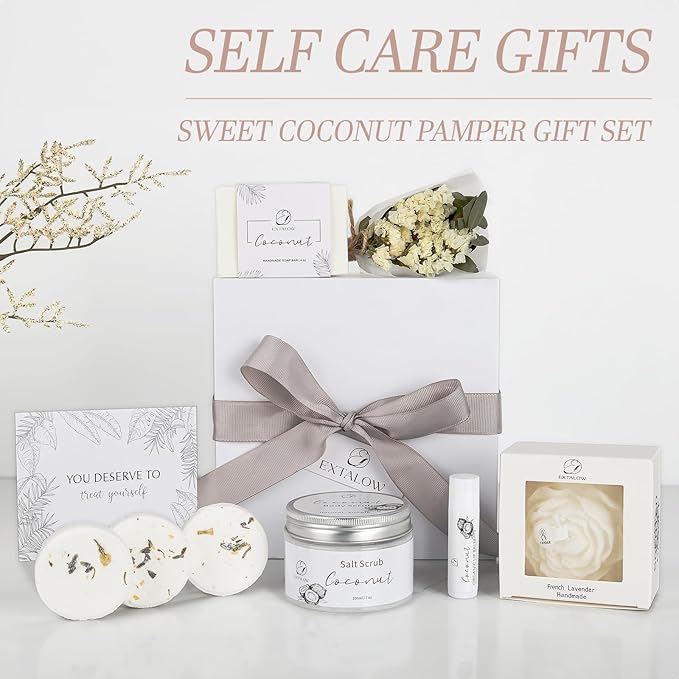 Spa Gifts for Women Bath and Body Gift Basket Valentines Day Gifts Coconut Lavender Home Spa Set Self Care Gift for Mom Sister Her Wife Birthday Gifts Spa Kit Care Package Thank You Gift
