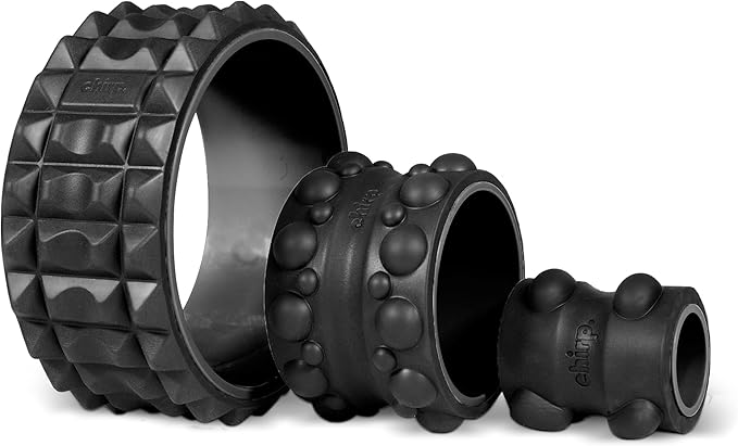 Chirp Wheel XR 3P Massage Roller Set - 10” Acupressure, 6” Knot-Kneading Thumb, 4” Neck & Headache Tension Relief, High Density Foam Massage Rollers for Back & Neck Pain, 500lbs Capacity, Black - Bloomnest