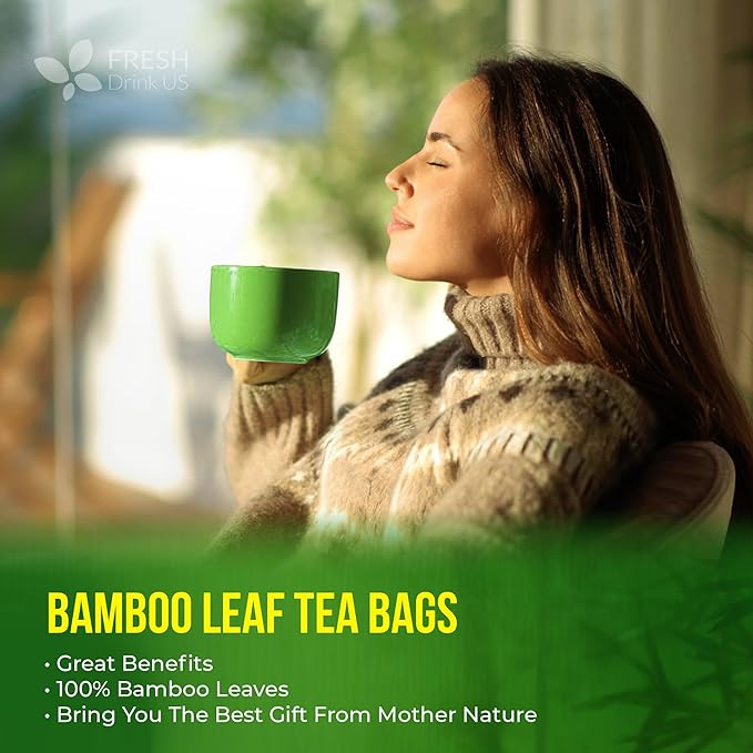 FreshDrinkUS, Premium Bamboo Leaf Tea Bags | 40 Count | Naturally Light & Refreshing Caffeine-Free Herbal Tea – From 100% Natural Bamboo Leaves. Sugar-Free. Vegan - Bloomnest