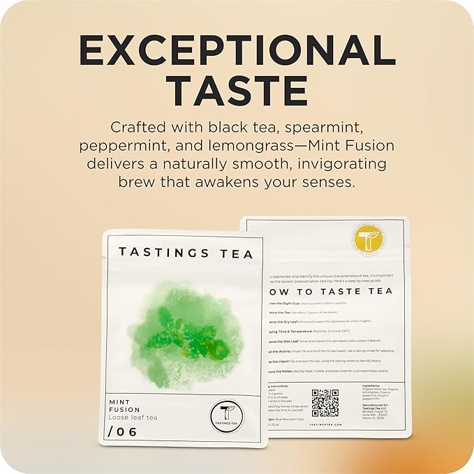 Tastings Tea Mint Fusion - 3.5oz Loose Leaf | Energising Boost | Small-Batch Freshness - Bloomnest