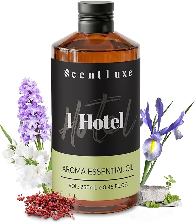 Hotel Diffuser Oil & Aroma Essential Oil Blend Luxury 1 Hotel Inspired Aromatherapy with Jasmine, Pink Pepper, Pineapple, Cedar & Amber for Ultrasonic Diffusers & Nebulizers - 8.45 fl oz, 250 mL - Bloomnest