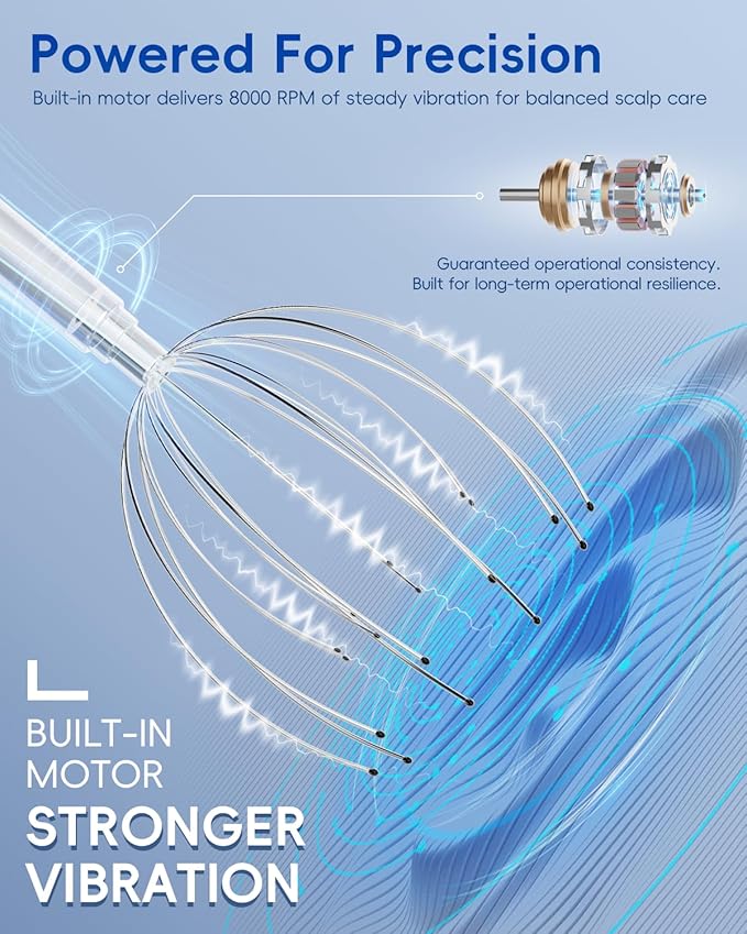Winyoung Head Massager Scalp, Electric Scalp Massager with 20 Metal Fingers – Head Scratcher & Hair Massage Tool, Waterproof Head Massage for Stress Relief, Stocking Stuffers Gift for Women & Men Winyoung