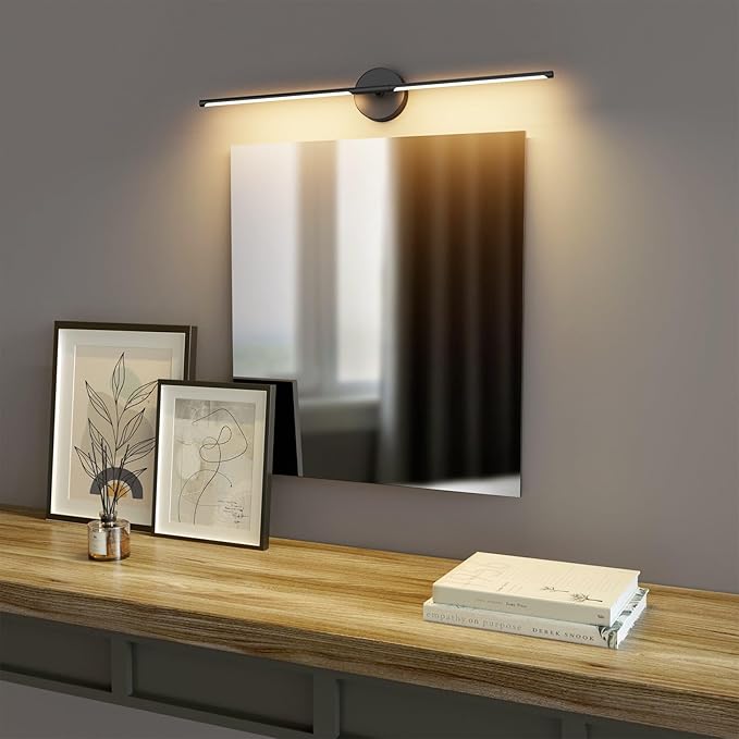 Modern Wall Sconce for Bathroom & Bedroom - 33In Black Vanity Light Fixture - 3000K Warm Light - 360 Rotate Over Mirror - Bloomnest