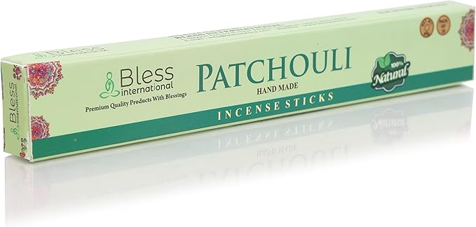 Bless-Patchouli 100%-Natural-Handmade-Hand-Dipped Organic-Chemicals-Charcoal-Free Purification-Relaxation-Positivity-Yoga-Meditation Best-Woods-Scent (25 Sticks (1.4 OZ)) BlessInternational