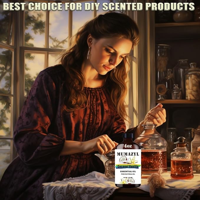 Coconut Vanilla Essential Oil, Coconut Vanilla Oil 4 Fl Oz 120ML for Diffuser Humidifier Yoga Cleaning DIY Candle Soap Making Essential Oils - Bloomnest