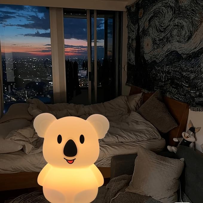 Large Koala Night Lights for Kids Room Bedside lamp Bedroom Mood Light - Break Resistant, Eye Caring, Adjustable Brightness & Color and Time Setting, Holiday Children's Gift - Large - Bloomnest