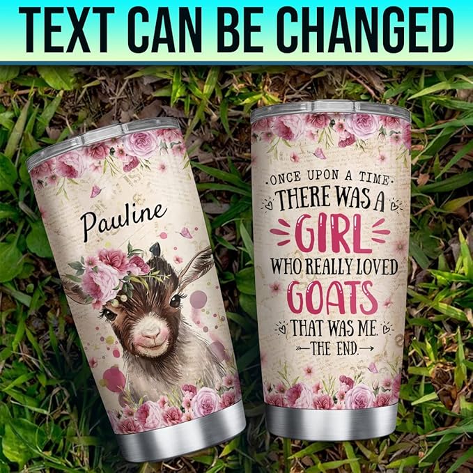 Wassmin Personalized Goat Tumbler Cup With Lid 20oz 30oz Animal Stainless Steel nsulated Tumblers Coffee Travel Mug Custom Name Birthday Christmas Goats Cups For Women Kids - Bloomnest