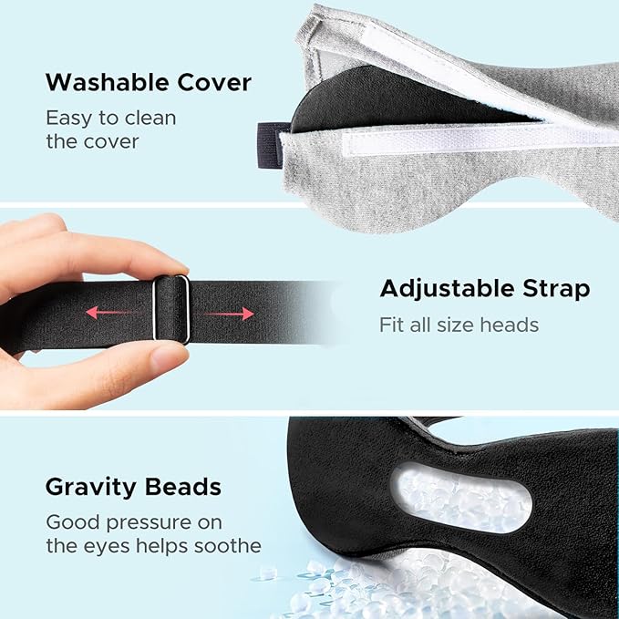Ezona Heated Eye Mask, Warm Eye Compress Mask for Dry Eyes, USB Electric Eye Heating Pad with Temperature & Timer Control, Dry Eyes, Blepharitis, Sinus Migraine (Black) - Bloomnest