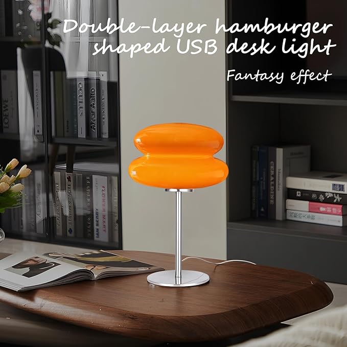 Mid Century Modern Lamp for Nightstand Table Lamp for Bedroom, Dimmable Retro Egg Tart Bedside Small Lamps,Unique Home Mushroom Decor Aesthetic Cute Table Lamps nightstand lamp - Bloomnest