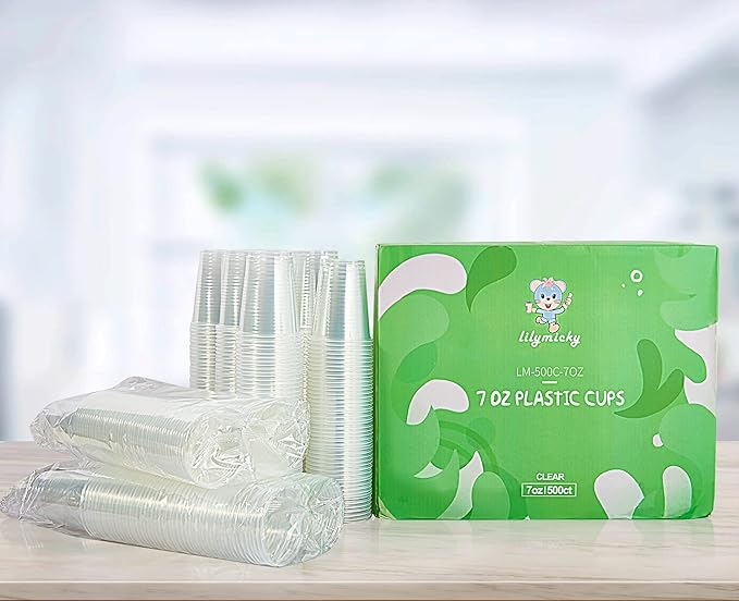 Lilymicky 500 Pack 7 oz Clear Plastic Cups, Disposable Drinking Cups, Plastic Party Cups for Birthday Parties, Picnics, Ceremonies, and Any Events - Bloomnest