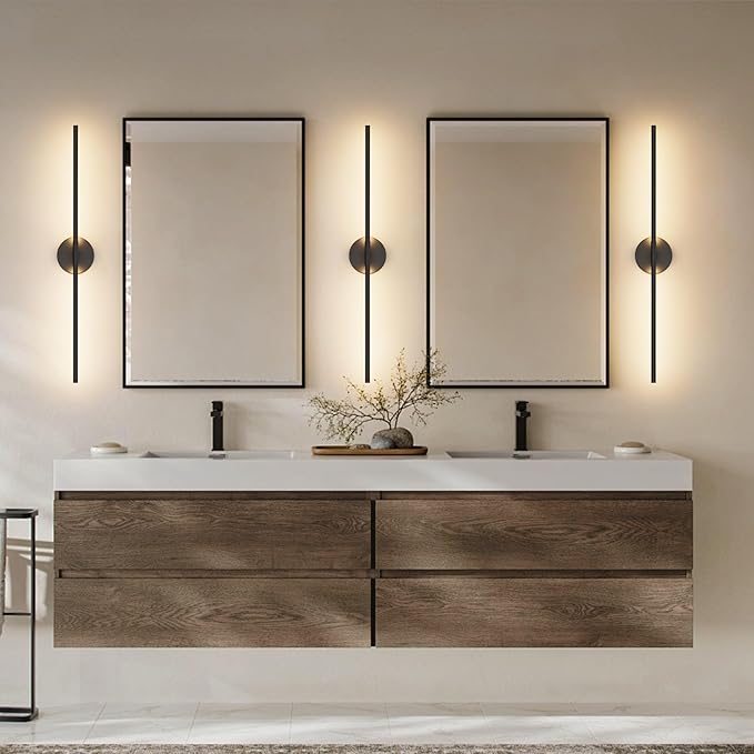 Modern Wall Sconce for Bathroom & Bedroom - 33In Black Vanity Light Fixture - 3000K Warm Light - 360 Rotate Over Mirror - Bloomnest