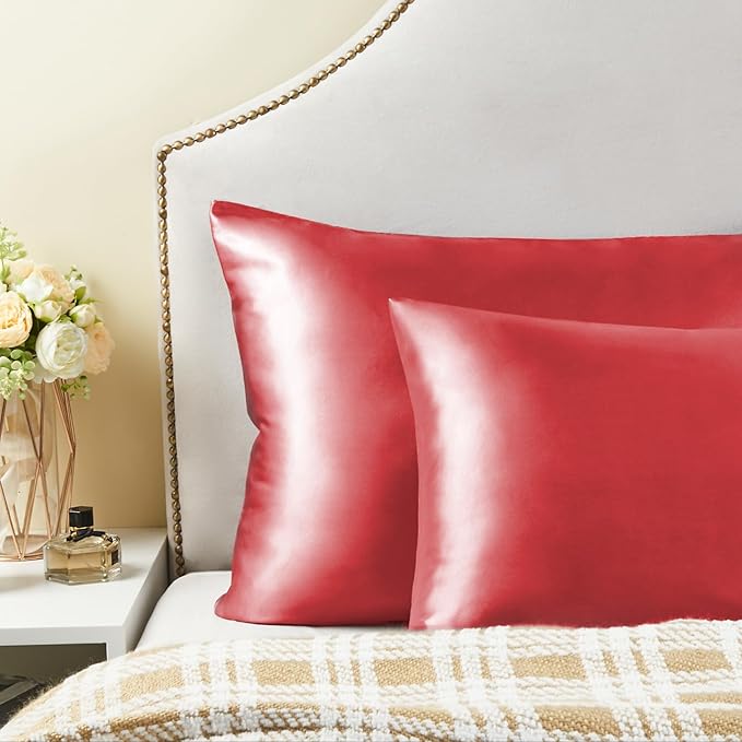 BEDELITE Satin Body Pillow Cover 2 Pack, Super Soft and Cooling Body Pillow Pillowcase for Hair and Skin, Breathable Silky Full Long Pillowcase Cover(20"x54", Baked Apple) - Bloomnest