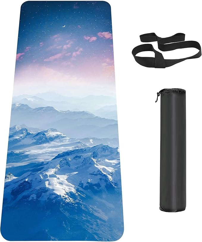 Non Slip Yoga Mat TPE Workout Mat for Men Women, Thick Workout Mat with Carrying Strap, Fitness Mats for Exercise, Yoga, Fitness, Pilates, Floor Workouts (72" x 24" x 6mm) - Bloomnest