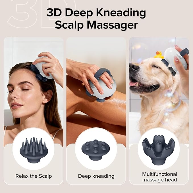 Scalp Massager, Head Massager Scalp with Tangle-Resistant Design, Portable Head Massager, Hair Massagers with 12 Massage Heads, 3 Modes, Mothers Day Gifts, Father Day Gifts for Mom, Dad IOOKNA