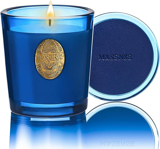 M&SENSE Natural Strong Summer Soy Candle | Summer's Night & Blue | 9.2 oz, 50H Burn Time | Luxury Scented Candle for Relaxation, Gifting, Home Décor | Ideal for Bedroom, Office, Party Ambiance - Bloomnest