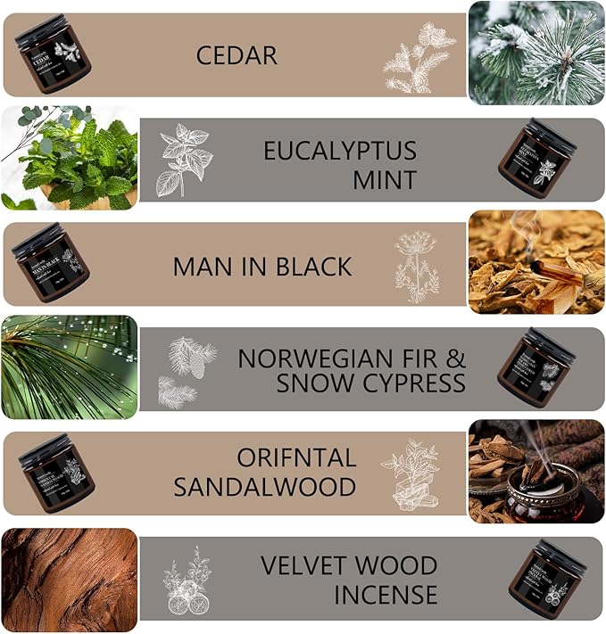 Scented Candle Set | Men Candle Set - 6 Pack Candles for Home Scented, Aromatherapy Candle for Men,150 Hour Burn Time, Masculine Candles Gifts for Birthday, Father's Day - Bloomnest