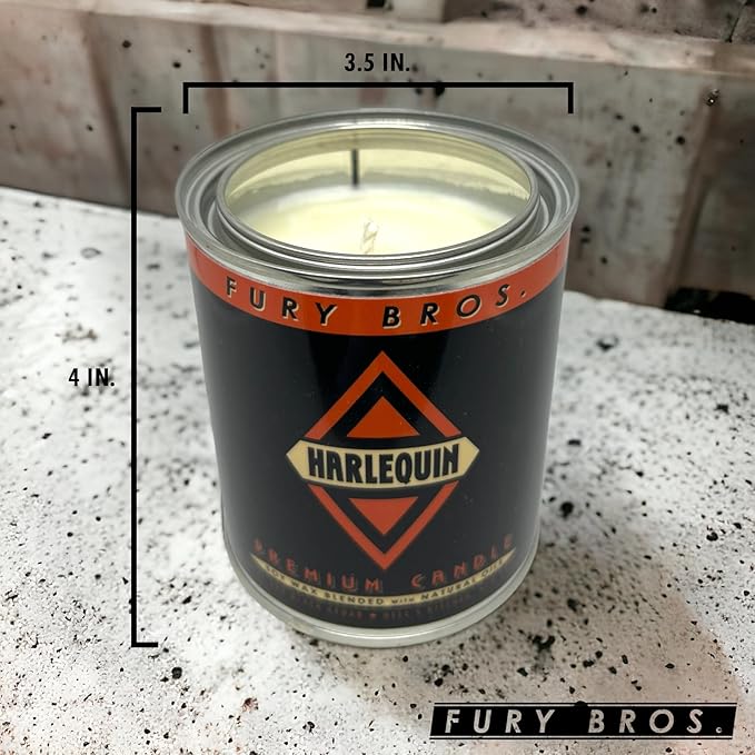 Fury Bros. Scented Candles for Men | Harlequin | Absinthe & Black Cedar | Natural Soy Wax | Hand-Poured in The USA | Long 70-80 Hour Burn (12.5 oz) | Vintage-Inspired Tin Design | Dad Home Gift - Bloomnest