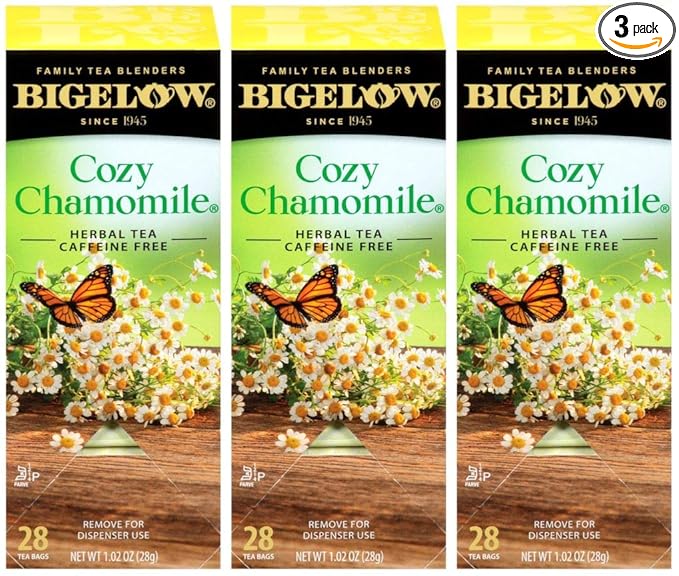 Bigelow Cozy Chamomile Herbal Tea Bags 28-Count Box (Pack of 3) Chamamile Tea Bags Relaxing Herbal Tea All Natural Gluten Free - Bloomnest