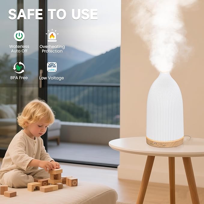 URPOWER 100ML Essential Oil Diffusers for Home with 7 LED Color Changing Lights, Timer & Auto-Off Ultrasonic Aromatherapy Diffuser Cool Mist Humidifer Scent Diffuser for Bedroom, Office, Yoga - Bloomnest