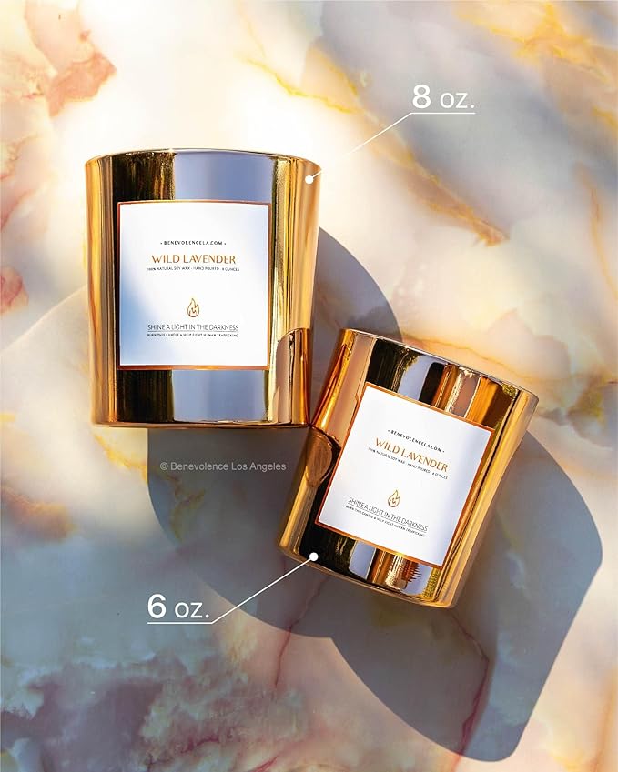 Benevolence LA Wild Lavender Wood Wick Candle | Soy Christmas Scented Candles for Home | Holiday Candle Gifts for Women and Men | Home Fragrance | Aromatherapy | Bathroom Freshener | 8oz, 45 Hour Burn - Bloomnest