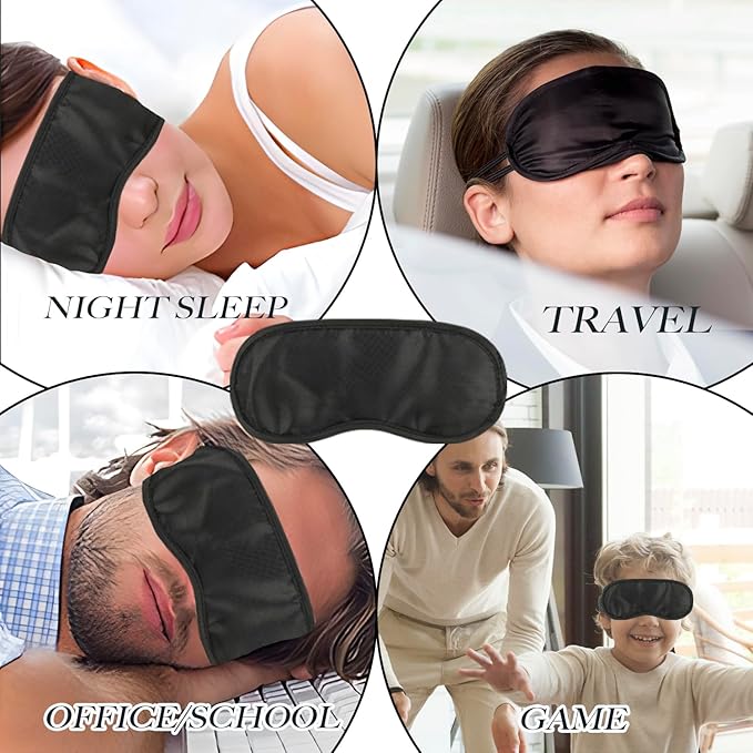 210 PCS Sleep Masks Bulk Eye Mask, Liubeili Sleeping Mask Blindfold Eye Cover Team Building Games Party with Nose Pad and Adjustable Strap for Women Men Kids 4 Layers Black - Bloomnest