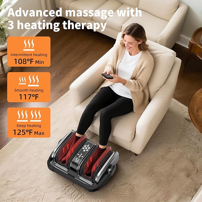 CARESKY® Foot Massager with Heat, Shiatsu Foot Massager for Plantar Fasciitis, Neuropathy Pain Relief, Deep Tissue Foot and Calf Massager, Boosts Circulation