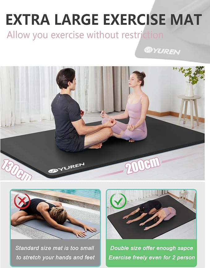 Large Yoga Mat 78"x 51" 20mm/15mm/10mm Thick Workout Mats for Home Gym, Extra Wide Workout for Women Men Gym Flooring Exercises - Bloomnest