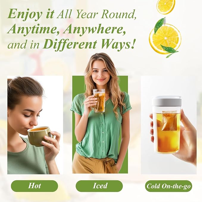 WT WEETEE Lemon Herbal Tea Bags, 2g x 100 Count, Juicy & Refreshing Lemon Flavor, Hot Iced & Cold On-the-Go, Natural Caffeine-free Lemon Tea - Bloomnest