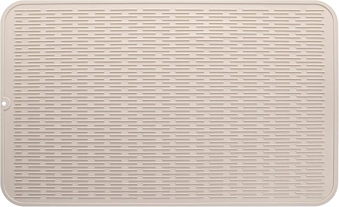 Silicone Dish Drying Mat for Multiple Usage,Easy clean,Eco-friendly,Heat-resistant Silicone Mat for Kitchen Counter or Sink,Refrigerator or Drawer Liner Tapioca 3XL 28 inches x 18 inches - Bloomnest