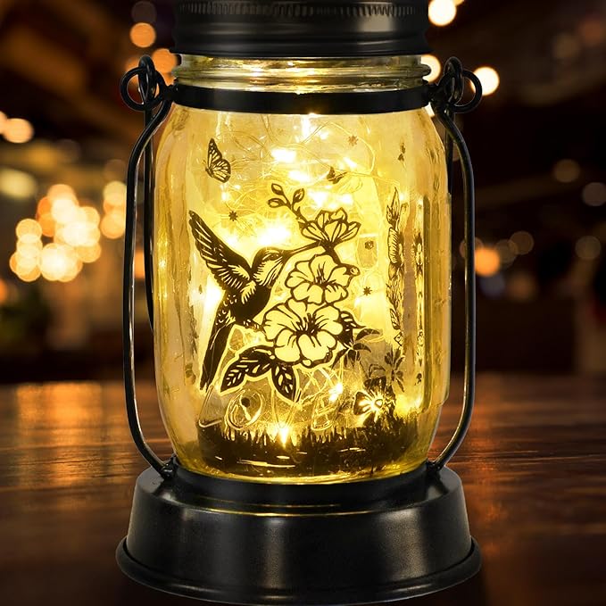 Hummingbird Solar Lantern Outdoor Garden Decor, Gifts for Women Mom Gradma Birthday Gifts, Hanging Solar Light Lawn Ornaments Home Decoration Outside for Yard, Patio,Backyard,Porch, Pathway Torch - Bloomnest