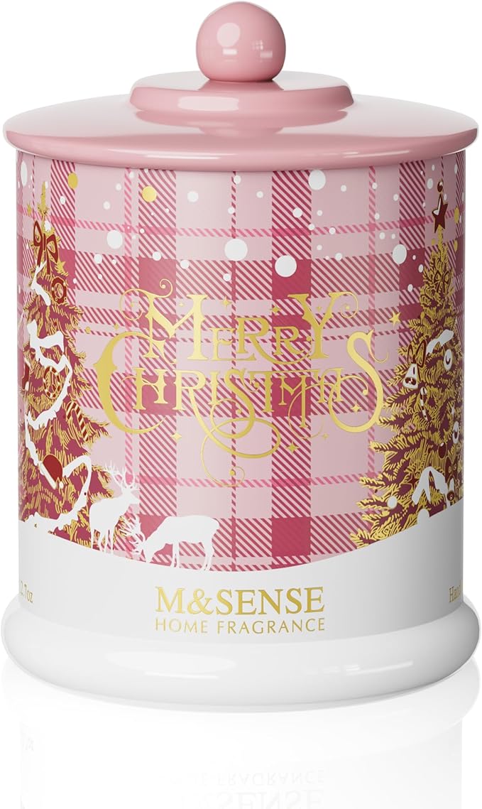 M&SENSE Frosted Rose Scented Candle, 2 Wick 12.7oz Jar Candle,75 Hour Burn Time, Soy Wax Jar Candle Non Toxic,Christmas Decor,Christmas Candle Gifts for Men&Women - Bloomnest