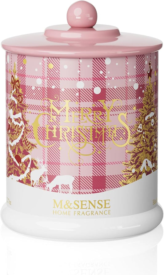 M&SENSE Frosted Rose Scented Candle, 2 Wick 12.7oz Jar Candle,75 Hour Burn Time, Soy Wax Jar Candle Non Toxic,Christmas Decor,Christmas Candle Gifts for Men&Women - Bloomnest
