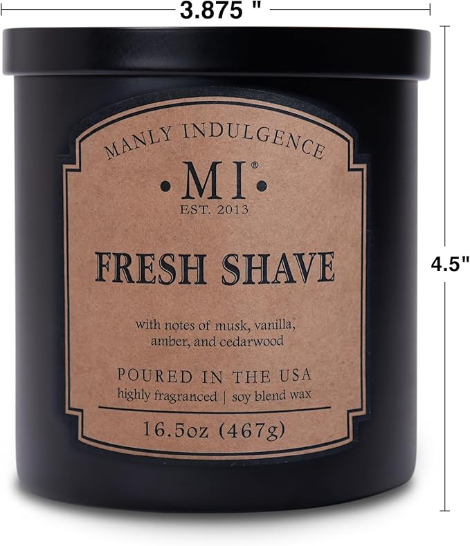 Manly Indulgence Fresh Shave Scented Candles for Men, 2 Wick, 16.5 oz, Premium Soy Blend Wax, 60H Burn, Candles for Home Scented - Made in The USA - Bloomnest
