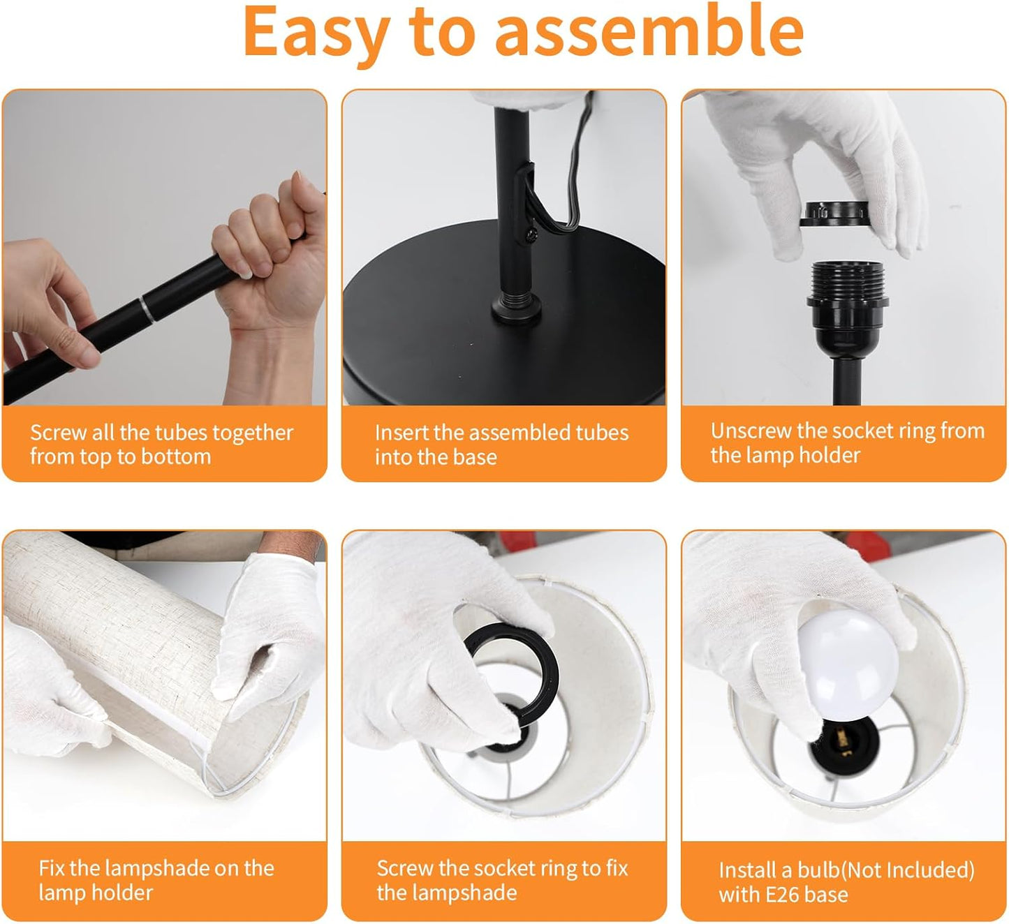 FRIDEKO HOME Floor Lamp with Beige Shade, Simple Design with Foot Pedal Switch, Small Tall Lamps for Living Room Bedroom Office, Corner Floor Stand Light with Black Pole Lamp (No Bulb/No Remote)