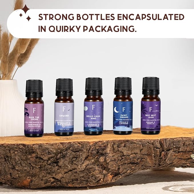 Folkulture Essential Oils for Home | Set of 5 (0.34 fl oz x 5) Vanilla Essential Oil or Lavender Diffuser Oils for Relaxation | Chamomile Essential Oil or Eucalyptus Oil Scents - Bloomnest