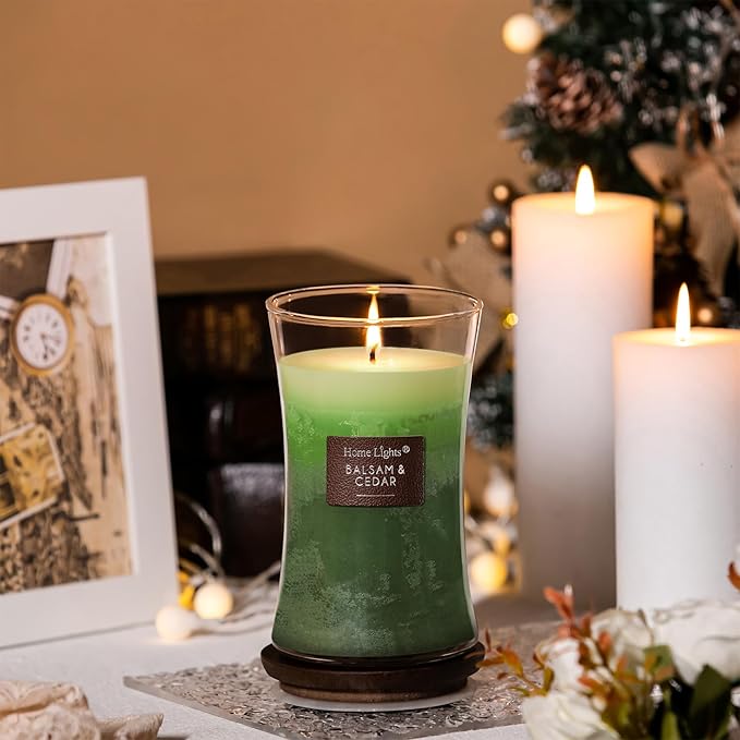 HomeLights 3-Layer Candles for Home Scented, 21.52 OZ Natural Soy Wax Scented Candles Burns Up to 100 Hours, Large Jar,Balsam & Cedar - Bloomnest