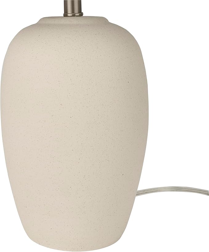 Nourison Home 23" Natural White Ceramic Jar Table Lamp for Bedroom, Living Room, Dining Office, with Off-White Shade - Bloomnest