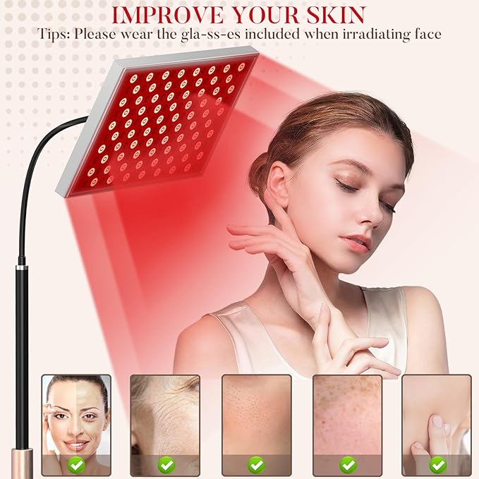 Red Light Therapy for Body: Infrared Light Therapy Panel Lamp with Stand, 660nm Deep Red and 850nm Near Infrared LED Device at Home for Face and Body i-Venoya