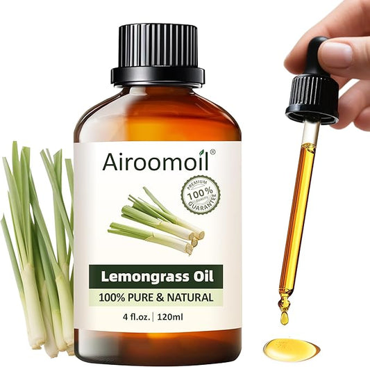 Pure Citronella Essential Oil 4 Fl Oz (120ml), 100% Natural & Undiluted, Clean Lemony-Green Scent for Diffusers, DIY Candles & Sprays, Large Value Bottle for Everyday Aromatherapy Airoomoil