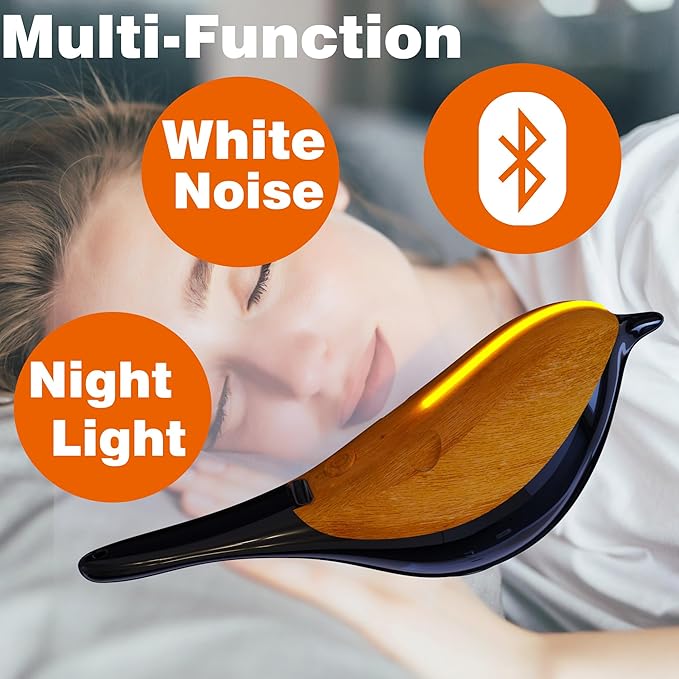 White Noise Machine with 30 Non-Looping Natural Sounds, Night Light & Bluetooth Speaker, Portable Zinc Alloy Sleep Sound Device for Baby & Adults - Bloomnest