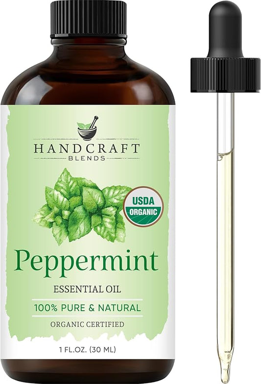 Handcraft Blends Organic Peppermint Essential Oil – 1 Fl Oz – 100% Pure and Natural – Premium Grade Essential Oil for Diffuser and Aromatherapy HandcraftBlends