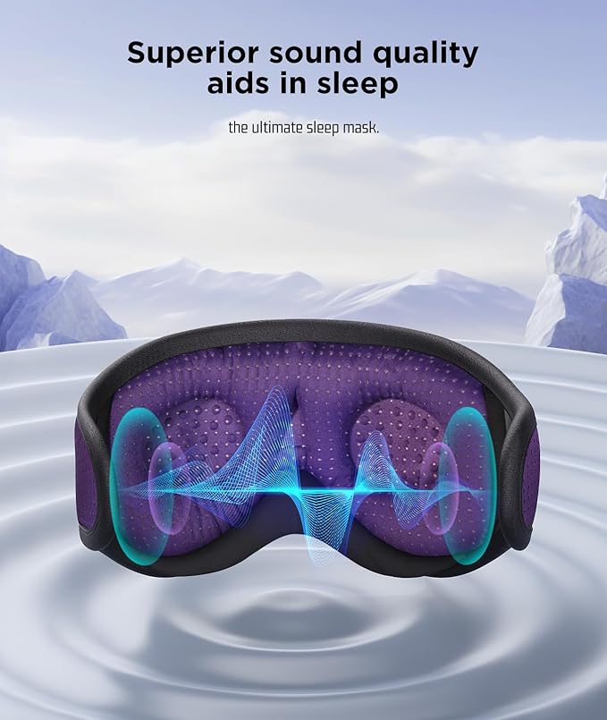 LC-dolida Sleep Headphones, Sleep Mask Bluetooth Wireless Music Eye Mask, Sleeping Headphones for Side Sleepers Sleep Mask with Bluetooth Headphones Ultra-Thin Stereo Speakers Perfect for Sleeping - Bloomnest