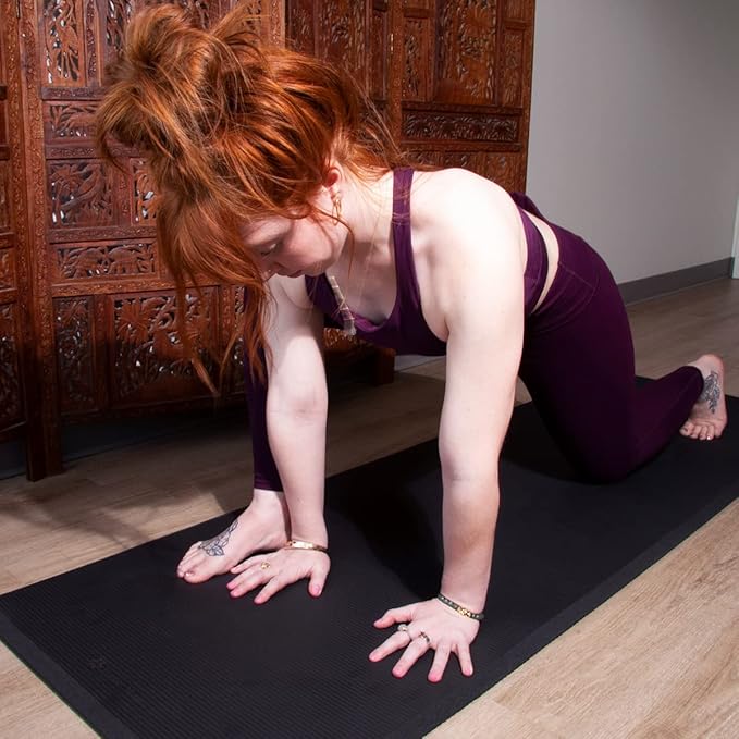 Hugger Mugger Ultimate Cushion Yoga mat - Black - Ultimate thick, grippy, soft yoga mat, extra long and wide, and extra cushion - Bloomnest